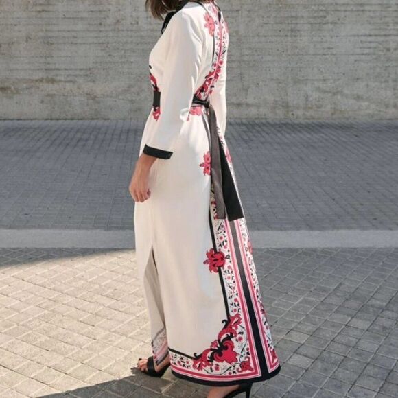 NEW Alice Temperley Red Russian Floral Rose Holiday Silk Maxi Long Skirt 6 M - Picture 14 of 14